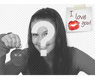 mettez un postit i love u avec un baiser sur photo parfait pour saint-valentin compliment