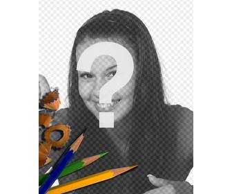 cadre photo avec des crayons couleur des photos specifiques des enfants et des etudiants