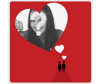 rouge saint valentin amour carte avec les coeurs blancs et un dessin dquotun couple ou vous pouvez placer une photo dans un cœur et ajouter un peu texte