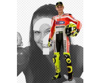 photomontage avec valentino rossi moto gp coureur dans son uniforme ducati et un casque sous le bras apparait cote du celebre motard maintenant dans yamaha et ajouter du texte dans lquotimage gratuitement