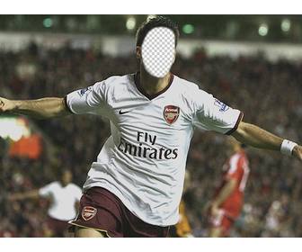 photomontage mettre un visage cesc fabregass avec chemise arsenal