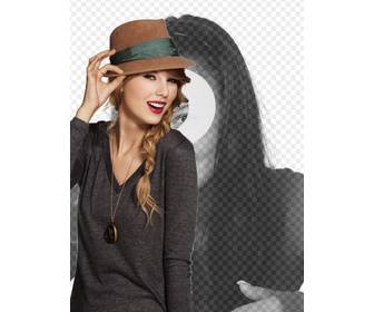 photomontage avec taylor swift dans lequel vous apparaitrez avec le chanteur portant un chapeau et les levres rouges