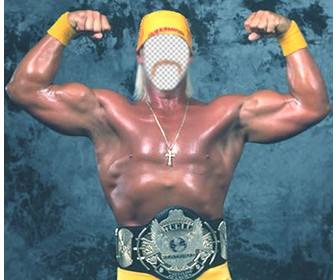 photomontage mettre un visage sur le corps hulk hogan montrant sa force