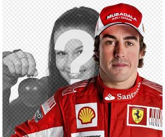 photomontage dans lequel vous apparaissez sur une photo avec fernando alonso pilote ferrari