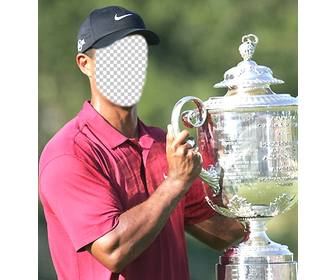 modele tiger woods levant un verre pour editer et mettre un