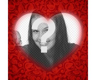 carte romantique avec un coeur pour personnaliser votre photo avec un cadre rouge et ajouter du texte