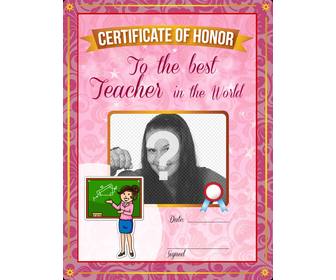 certificat pour le meilleur professeur au monde customiser ligne et gratuit