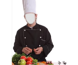 photomontage dun chef avec un chapeau et une cuisson uniforme personnaliser ligne