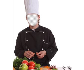 photomontage dun chef avec un chapeau et une cuisson uniforme personnaliser ligne