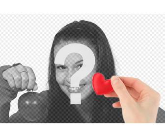 collage romantique avec une main offrant un coeur fait tissu rouge pour mettre votre photo