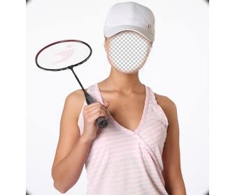 photomontage avec un joueur badminton fille mettre un visage