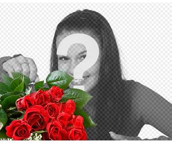 ajoutez vos photos un bouquet rose romantique donner votre amant et ajouter du texte ligne