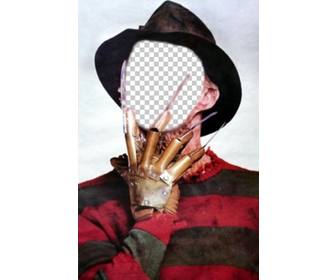 montage photo freddy krueger avec ses griffes dans le visage