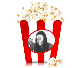 photomontage mettre une image sur boite pop-corn typique voir un film au cinema