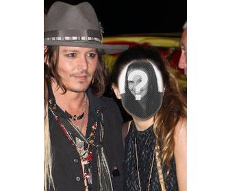 photomontage avec johnny depp pour obtenir une photo avec lui et decrire un texte sur elle ligne