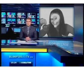 photomontage apparaitre sur lecran dun televiseur avec un presentateur