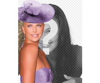 creer des photomontages avec charlize theron gala vetu dun violet robe et un chapeau assorti cote vous