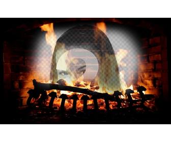 photomontage avec limage dune cheminee avec combustion buches et votre ligne telecharges image recouverte avec le feu