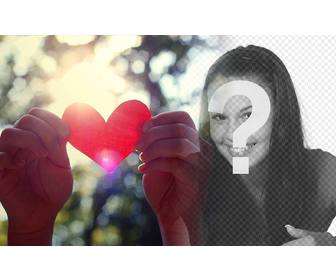 photomontage lamour avec un coeur papier rouge et le flou darriere-plan foret sur photo vous telechargez