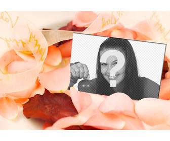 amour effet photo mettre une image dans une carte postale au milieu petales roses tres romantique