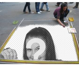 photomontage pour inserer votre image dans le plancher peint par un artiste rue