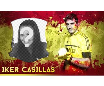 photomontage avec iker casillas et lquotespagne fond drapeau