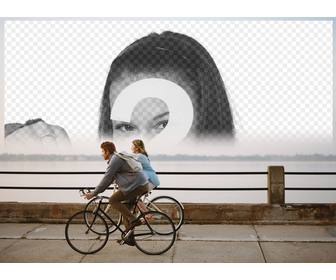 photomontage sur une balade velo pour placer votre photo lhorizon