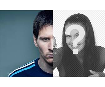 creer un photomontage avec moitie du visage messi rivalisant avec le votre pour le cote oppose