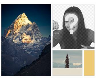 indie cadre avec le collage lhiver avec des montagnes neige et des paysages