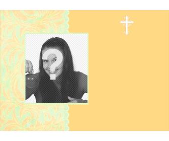 invitation jaune avec cadre photo pour les baptemes