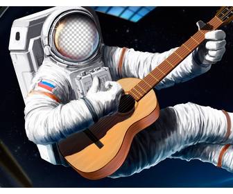 photomontage mettre votre visage sur un astronaute avec une guitare