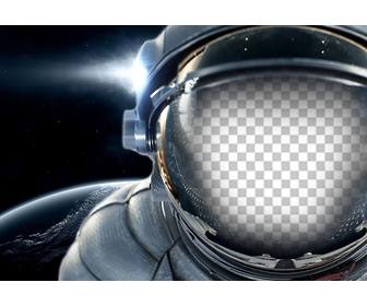 placez votre visage dans un spacesuit flottant dans lespace