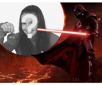 photomontage star wars avec dark vador entoure par lave