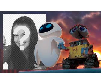 enfants cadre avec wall-e et eve dans le dessin regardant lhorizon