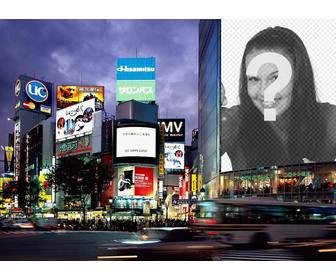 position montage votre affiche photo dans metropole tokyo dans une grande affiche dun immeuble devenir objet