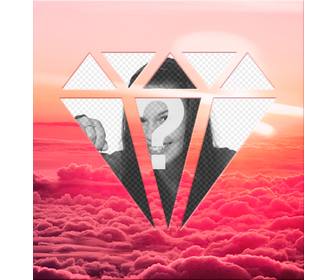 photomontage les nuages ​​roses placer votre photo dans une forme diamant