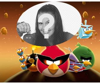 collage sur angry birds dans lespace avec les celebres oiseaux habille xxx mettez facilement et gratuitement votre photo preferee dans cette illustration lespace angry birds