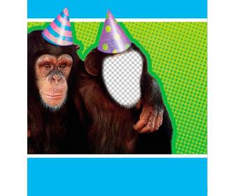 photomontage avec un singe habille avec chapeau fete