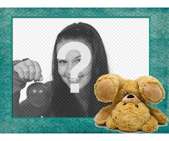 cadre photo numerique avec un ours peluche faisant une roue sur votre photo