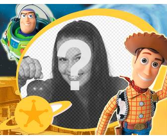 cadre toy story enfants avec les deux personnages principaux dans le film jouets