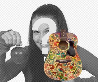 autocollant couleur une guitare avec votre photo