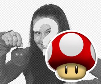 autocollant avec champignon rouge mario bros