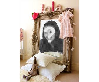 photomontage avec reflexion sur un miroir dans chambre dune jeune fille