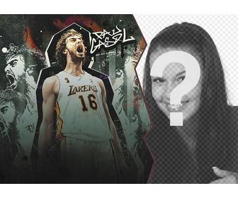 photomontage avec le joueur basket pau gasol