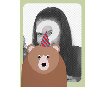 anniversaire cadre photo avec un ours