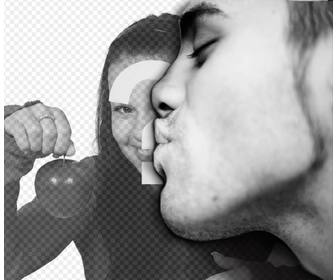 photomontage dun garcon embrasser