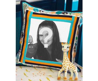 mettez votre photo sur un coussin cote dune girafe peluche