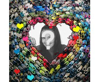 photomontage avec un coeur pantoufles