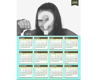 calendrier annuel pour 2015 couleur bleu pour france