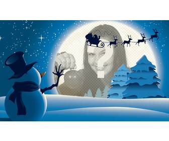 carte noel avec un bonhomme neige agitant santa